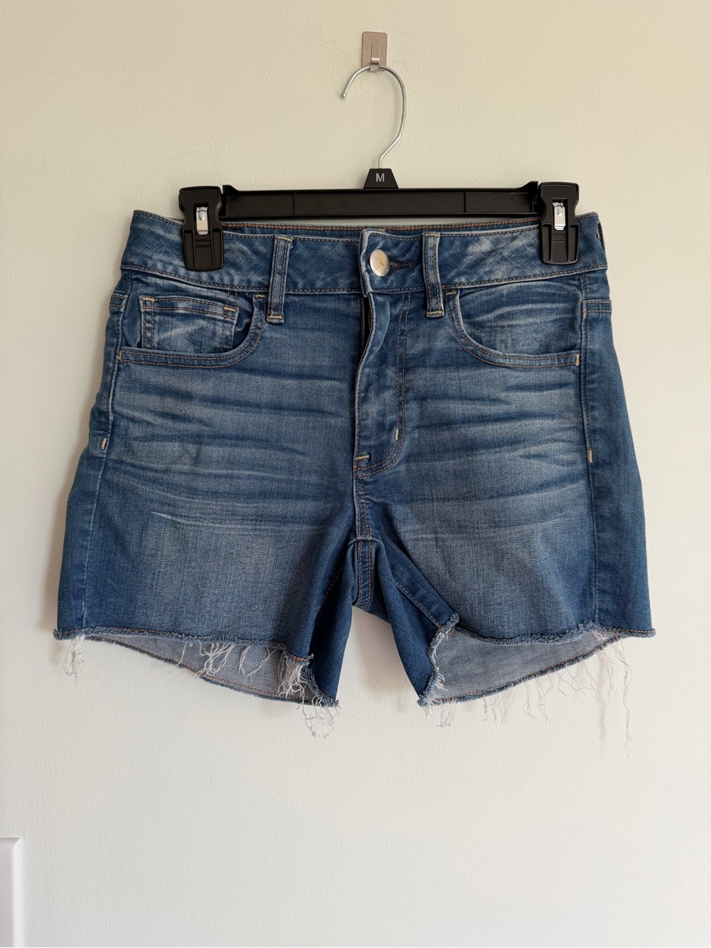 American Eagle Super Stretch Denim Cutoff Shorts Hi Rise Shortie - Casual Staple
